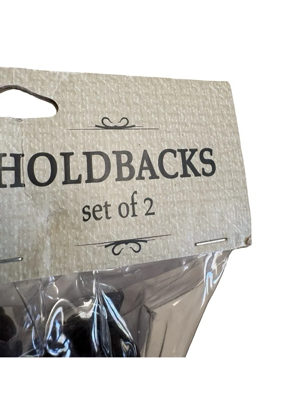 North Branch Set of Two Black Decorative Curtain Holdbacks NWT